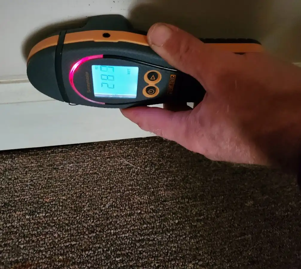 Moisture detection at baseboard during Sewage Cleanup & Sanitation in Azle